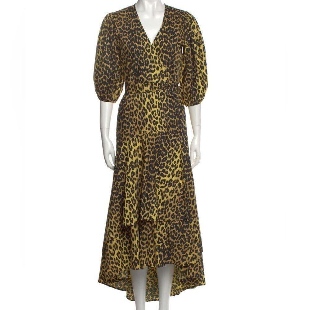 NWT GIANNI LEOPARD PRINT TIE WAIST DRESS SIZE 34